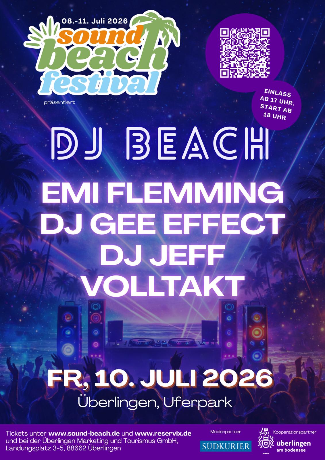 Infos DJ BEACH, Einlass ab 17 Uhr, Beginn 18 Uhr